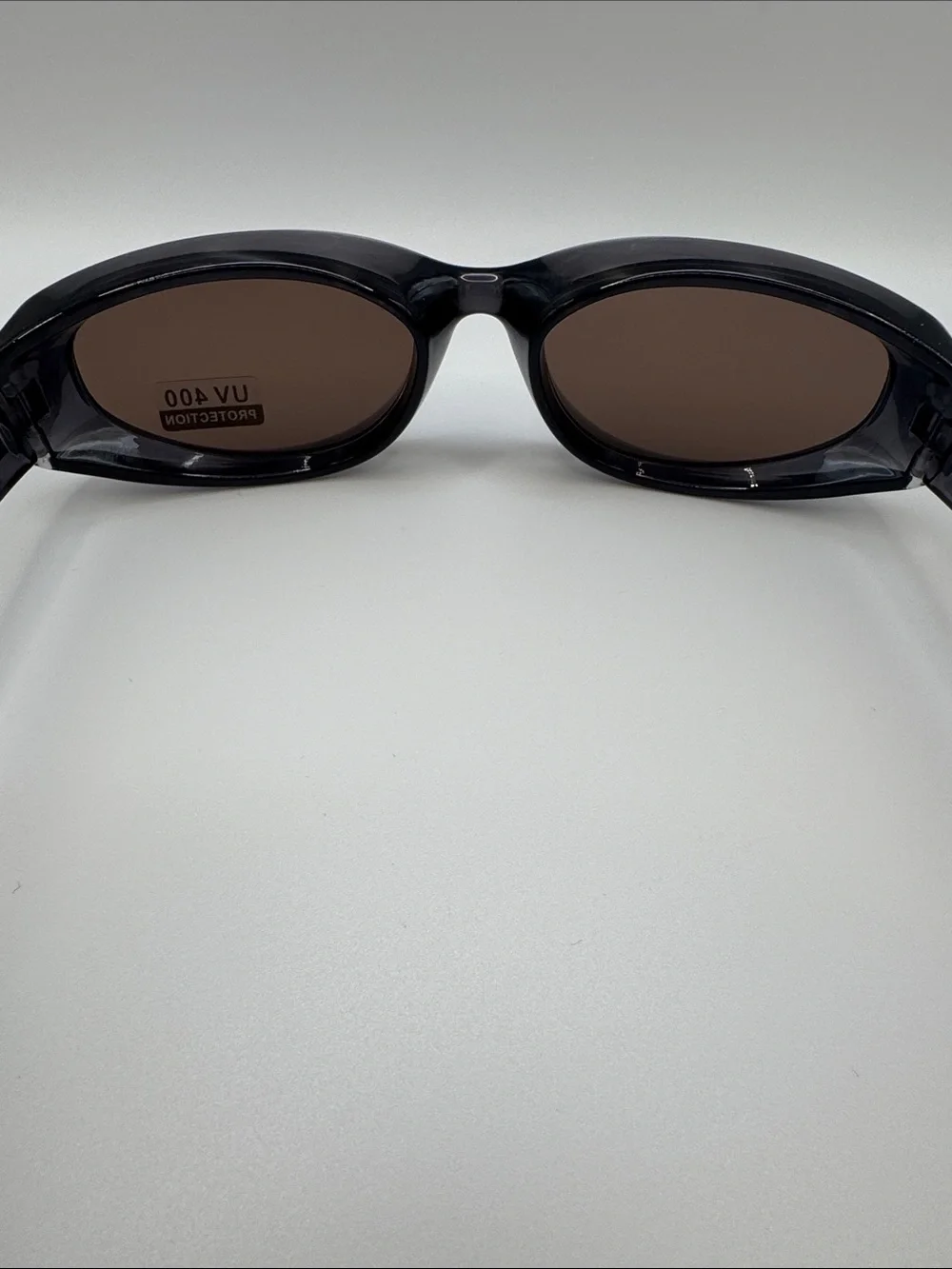 Women's Black Oval Sunglasses with Brown Lenses - UV400 Protection